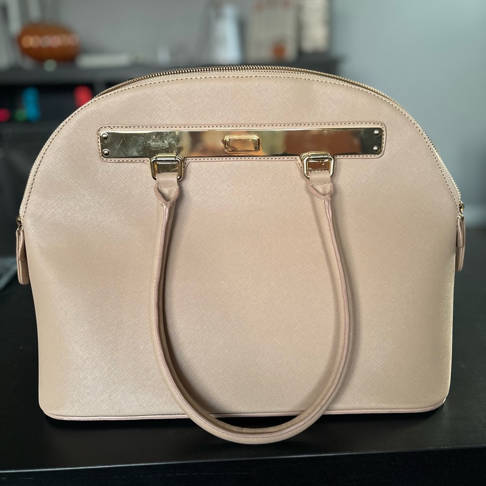Aldo Tan Satchel with Gold Accents
